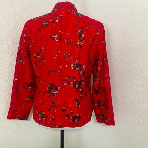 Erin London Women’s Beautiful Vintage Floral Blazer Medium Red/Black/Gold EUC - Picture 5 of 9